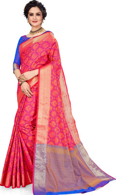 M.S.RETAIL Self Design Banarasi Silk Blend Saree(Pink)