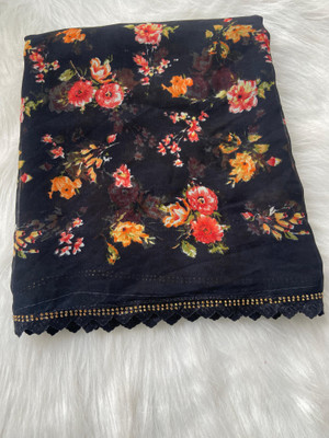 bhavika silk mills Floral Print Daily Wear Georgette Saree(Black)