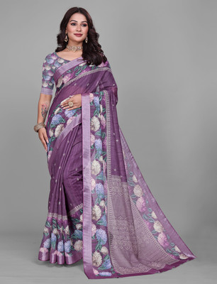 Gajal Woven Kanjivaram Pure Cotton, Cotton Linen Saree(Purple)