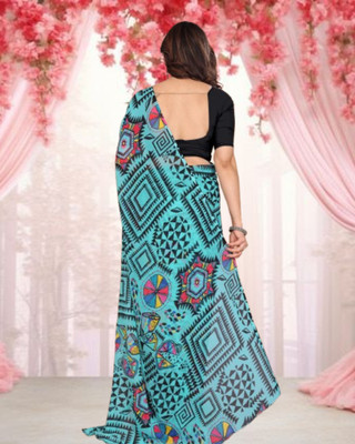 Jayu Dyed Bandhani Georgette Saree(Light Blue)