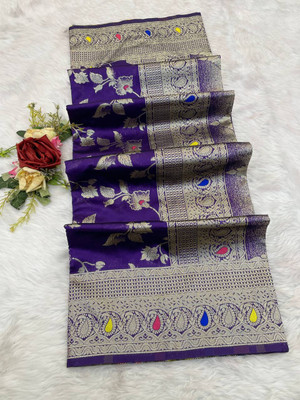 HB VENTURE Striped Banarasi Silk Blend Saree(Multicolor)
