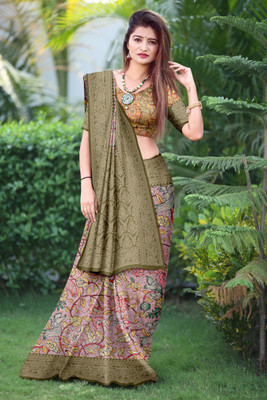 JERAVI Enterprise Digital Print, Woven Kalamkari Viscose Rayon Saree(Multicolor)