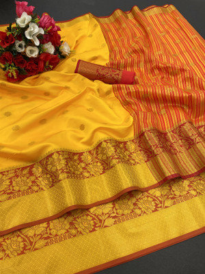 BHAGUDA Self Design Maheshwari Cotton Silk Saree(Mustard)
