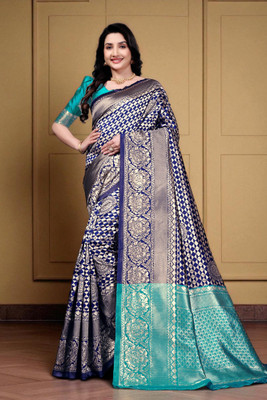 DDRS Fashion Self Design, Paisley Bollywood Jacquard Saree(Blue)