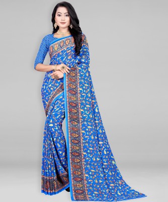 Leelavati Paisley Daily Wear Georgette Saree(Blue)