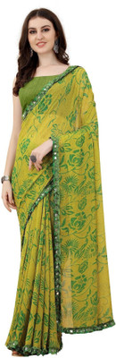 RAJESHWAR FASHION Printed Bollywood Georgette Saree(Light Green)