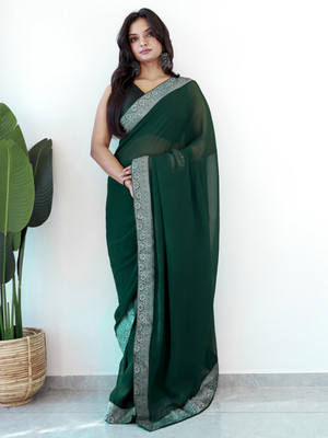 Sareemall Embellished Bollywood Georgette Saree(Green)