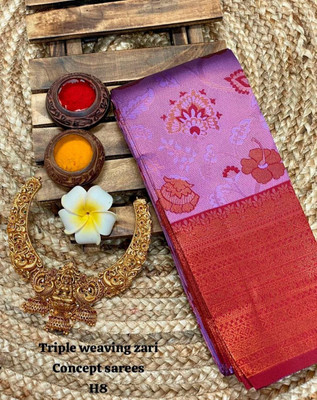 FAB WOVEN Self Design Banarasi Art Silk Saree(Pink)