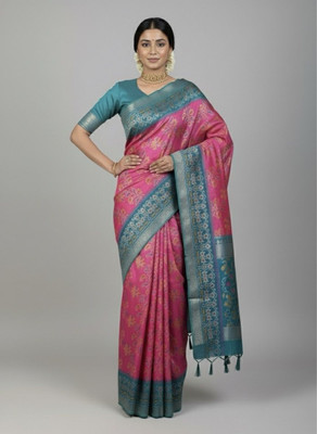 VIDRA Self Design Bollywood Pure Silk Saree(Pink)