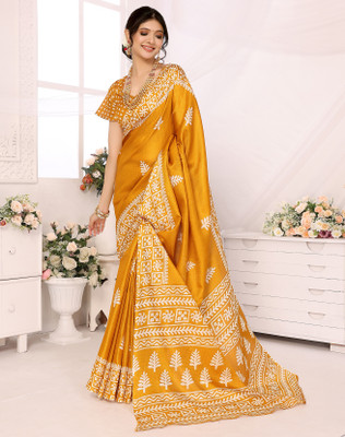 YASHIKA Printed Daily Wear Art Silk Saree(Yellow)