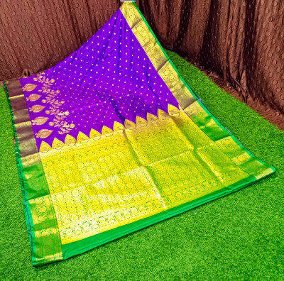Spewim Self Design Banarasi Art Silk Saree(Purple)