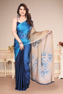 Karnav Fashion Printed, Self Design Bollywood Chiffon, Georgette Saree(Blue)
