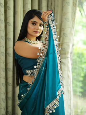 Divastri Embroidered Bollywood Jimmy choo Saree(Blue)