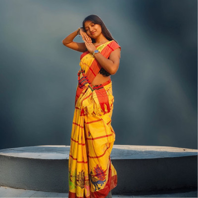Prithvi Animal Print Handloom Tussar Silk Saree(Multicolor)