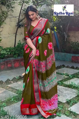 pal fashion Printed Bollywood Chanderi Saree(Light Green)