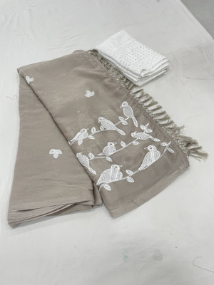 Vichitra Embellished, Embroidered Bollywood Chiffon, Silk Blend Saree(Grey)