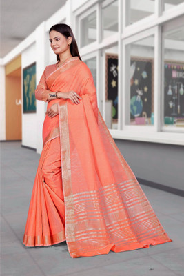 Feminista Self Design, Woven Daily Wear Cotton Silk Saree(Pink)