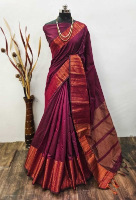 Gajal Self Design Kanjivaram Pure Silk, Art Silk Saree(Magenta)