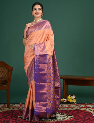 Hella Fashions Self Design Kovai Art Silk Saree(Orange)
