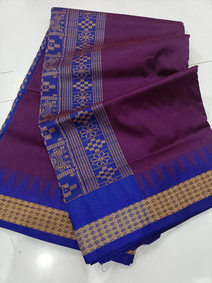 Anabiya collection Temple Border, Solid/Plain Sambalpuri Art Silk Saree(Light Green)