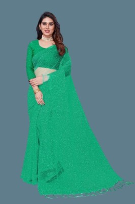 Yanshi Enterprise Self Design Bollywood Net Saree(Green)