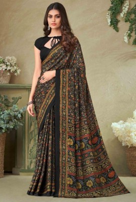 TIARAA Printed Bollywood Crepe Saree(Black)