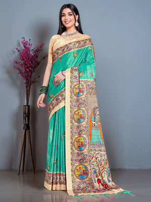 ANOUK Digital Print Bollywood Polyester Saree(Green)