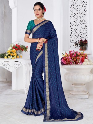 ANOUK Printed Banarasi Pure Silk Saree(Blue)