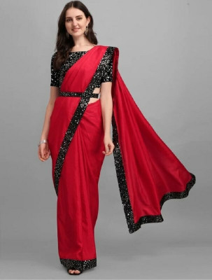 Kavya Fashion Solid/Plain Bollywood Art Silk Saree(Red)