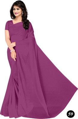 STAVA CREATION Solid/Plain Bollywood Georgette Saree(Purple)