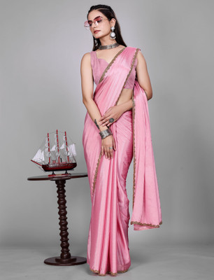 PRTRENDZ Self Design Kanjivaram Jimmy choo, Chiffon Saree(Pink)