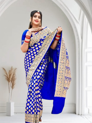 Royalsilk Woven Banarasi Satin Saree(Blue)
