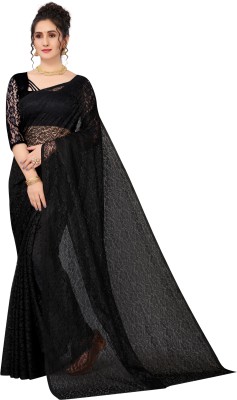 Divastri Self Design Bollywood Net Saree(Black)