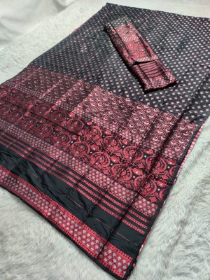 Skiran's Woven Mekhela Chador Polyester Saree(Black)