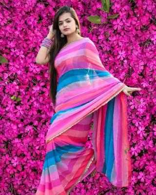 SHOBHTESH Striped Bollywood Georgette Saree(Multicolor)