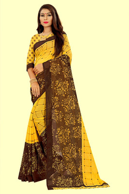 Vimalnath Synthetics Printed Daily Wear Georgette Saree(Yellow)