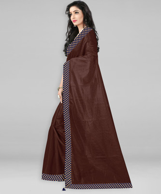 Divastri Solid/Plain Bollywood Cotton Blend Saree(Brown)