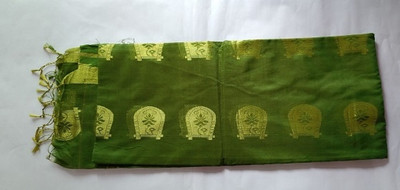 SHREE GANESH COLLECTION Printed, Solid/Plain, Self Design Handloom Cotton Silk Saree(Green)