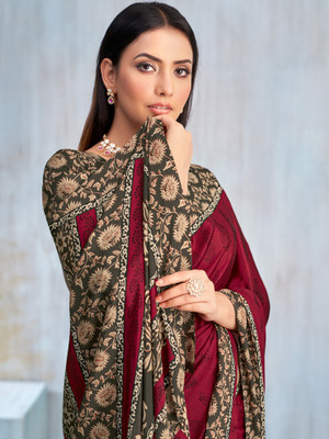 Sareemall Printed Daily Wear Crepe Saree(Maroon)