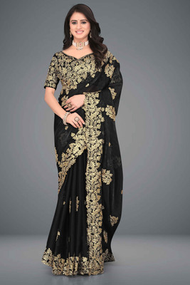 Brahmani Creation Embroidered Bollywood Georgette Saree(Black)