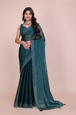 JS Clothing Mart Woven, Embellished, Self Design Kanjivaram Jimmy choo Saree(Green)