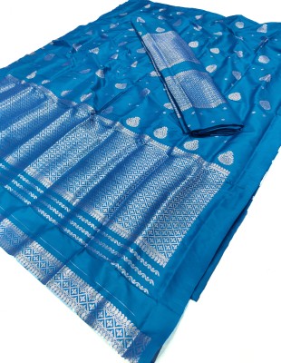 Skiran's Woven Mekhela Chador Polyester Saree(Blue)