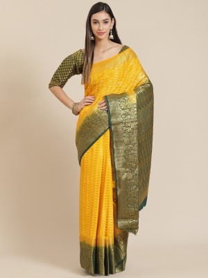 Divastri Woven Banarasi Cotton Silk Saree(Yellow)