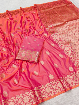 Spetila Woven Banarasi Jacquard, Pure Silk Saree(Pink)
