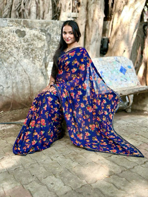 S.R.TEXTILES Printed Daily Wear Georgette Saree(Multicolor)