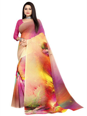 miracletex Digital Print Bollywood Georgette Saree(Multicolor)