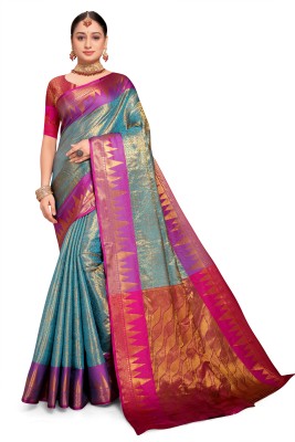 Jyanshu Creation Self Design Banarasi Cotton Silk Saree(Dark Blue)