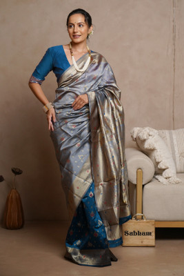 SUBHAM Woven, Embellished Banarasi Silk Blend Saree(Multicolor)