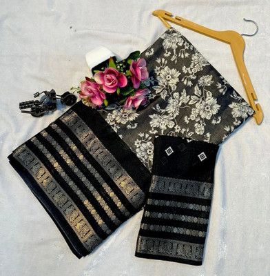 SuperLaxmi Printed Bollywood Art Silk, Silk Blend Saree(Grey)