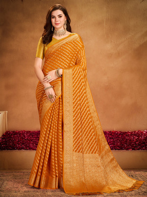 Divastri Woven Kanjivaram Georgette Saree(Yellow)